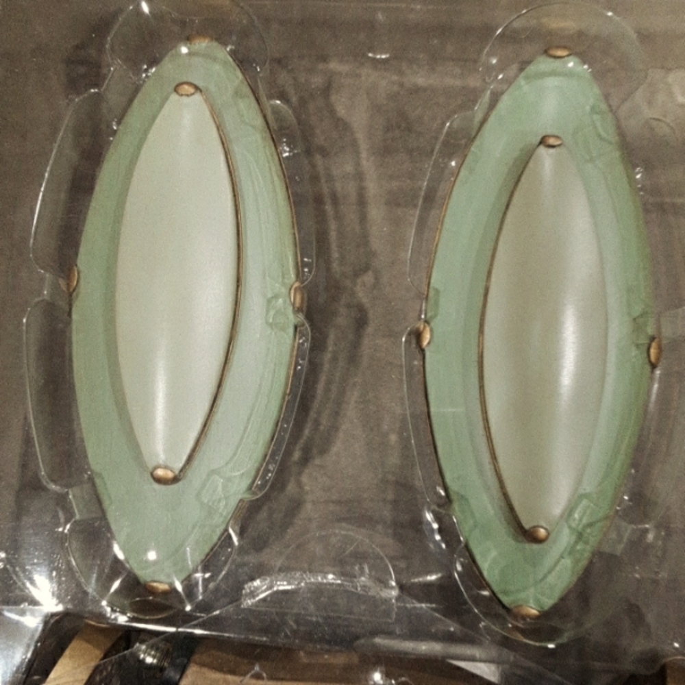 Alexander Julian Drapery Hardware Sage/Bronze Amulet Finial Set New in Box